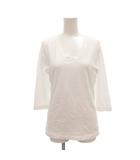 エスカーダ ESCADA Tシャツ カットソー S 白 ホワイト Vネック 七分袖 無地 /BJ ■GY06