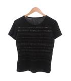 マックスマーラ MAX MARA 美品 Tシャツ 装飾 ラウンドネック 半袖 M 黒 ブラック /NL ■ECG008