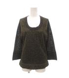ジャンフランコフェレ GIANFRANCO FERRE カットソー 42 黒 ブラック シルバーカラー ゴールドカラー バイカラー 七分袖 ラメ /BJ ■ECF008
