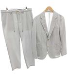 メンズビギ MEN'S BIGI セットアップスーツ テーラードジャケット スラックスパンツ LL L グレー ストライプ柄 ドローストリング 長袖 テーパード フルレングス /TL ■ECF008