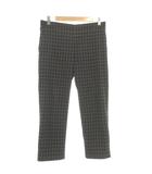 ユニクロ UNIQLO 美品 クロップドパンツ ボトムス チェック柄 テーパード ゴムウエスト L 紺 ネイビー オレンジ /OB ■ECF008
