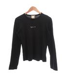 Tシャツ カットソー トップス ラウンドネック 長袖 ロゴ 3 黒 ブラック 白 ホワイト /UU