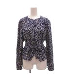 ニナリッチ NINA RICCI レ ブラウス les blouses ヴィンテージ ブラウス シャツ ペイズリー柄 ノーカラー  長袖 11 青 ブルー 白 ホワイト 黒 ブラック /UU ■ECG009