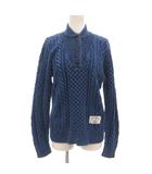 ヒステリックグラマー HYSTERIC GLAMOUR × オリジナル ブルース ORIGINAL BLUES ヘンリーネックプルオーバーニット セーター 長袖 コットン ケーブル編み インディゴ染め F 紺 ネイビー 01514NS04 /GV ■ECF009