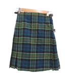  グレンネイビス GLEN NEVIS ラップスカート 膝丈 S 緑 グリーン マルチカラー チェック柄 プリーツ フリンジ /SC ■ECF009