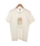 フルーツオブザルーム FRUIT OF THE LOOM Tシャツ 猫 プリント 半袖 ラウンドネック M 白 ホワイト /SJ ■ECF009
