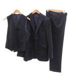 ザ・スーツカンパニー THE SUIT COMPANY セットアップ スーツ 3ピース ジャケット ベスト スラックス パンツ 6Drip 紺 ネイビー チェック柄 /NX ■ECF009