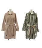 Sマックスマーラ 'S Max Mara ステンカラーコート リバーシブル シルク混 ストライプ ショルダーバッグ付き 38 M ピンク ベージュ 黒 ブラック /MW ■GY19
