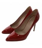 グッチ GUCCI パンプス エナメル ポインテッドトゥ ピンヒール インターロッキング 37 24cm 赤 レッド /XZ ■GY19