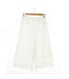 ダブルスタンダードクロージング ダブスタ DOUBLE STANDARD CLOTHING ガウチョパンツ ワイド 総レース 透け感 38 M 白 ホワイト /AO19 ■GY43