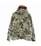 モンクレール MONCLER 18AW BARCIS グルノーブル ダウンジャケット フード スキー 長袖 ジップアップ ロゴ 和柄 総柄 2 S 白 ホワイト 黒 ブラック ■GY18 /MQ