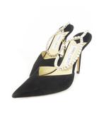 ジミーチュウ JIMMY CHOO パンプス アンクルストラップ ビジュー ハイヒール ポインテッドトゥ スエード ラインストーン フォーマル 36.5 23.5cm 黒 ブラック /CK5 ■GY19