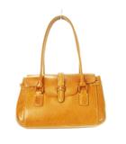 ゲンテン genten ハンドバッグ レザー 革 ツヤ フラップ ステッチ 茶 ブラウン /CK20 ■GY19