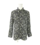 イザベル マラン エトワール ISABEL MARANT ETOILE シアーシャツ ボタンダウン 長袖 コットン 花柄 総柄 透け感 38 M グレー /AO17 ■GY19