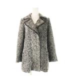 フォクシー ブティック FOXEY BOUTIQUE シャギーツイードコート ミドル丈 パイピングレザー ジップアップ 38 M 黒 ブラック /CK22 ■GY44