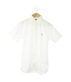 ボタンダウンシャツ 半袖 コットン ワンポイント ポニーロゴ刺繍 14.5 S 白 ホワイト /AO14 ■GY44