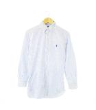 ラルフローレン RALPH LAUREN ワイシャツ Yシャツ ボタンダウン 長袖 ポニーロゴ刺繍 ワンポイント ストライプ 14.5 S 青 ブルー /CK11 ■GY44