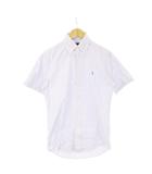 ボタンダウンシャツ 半袖 ロゴ刺繍 サッカー生地 コットン XS 紫 パープル /AH23 ■GY44