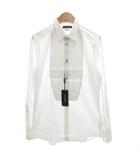 ドルチェ&ガッバーナ ドルガバ DOLCE&GABBANA タグ付き ゴールドライン GOLD ワイシャツ ドレスシャツ ピンタック 長袖 ストライプ 40 白 ホワイト 青 ブルー /GV ■GY19