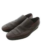 グッチ GUCCI ローファー スリッポン レザー スクエアトゥ グッチシマ シェリーライン 40.5 25.5cm 茶色 ブラウン 163496 /XZ ■GY19