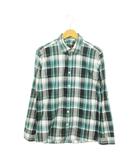 バーバリーブラックレーベル BURBERRY BLACK LABEL 長袖シャツ チェック ロゴ刺繍 2 M 緑 グリーン /MN21 ■GY12