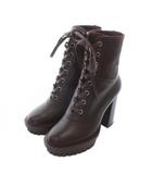 ジャンヴィトロッシ Gianvito Rossi マーティス MARTIS ショートブーツ レザー ラウンドトゥ ハイヒール レースアップ 36.5 23.5cm ボルドー /XZ ■GY19