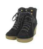 アグ UGG KIERNAN ショートブーツ ウェッジソール スエード ボア 22cm 黒 ブラック レースアップ 1018784 /MN9 ■GY19