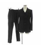 アルフレッドダンヒル ALFRED DUNHILL イタリア製 スーツ セットアップ 3ピース テーラードジャケット シングル 3B 総裏地 肩パッド パンツ スラックス ベスト ウール 44 46 黒 ブラック /XZ ■GY44