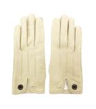 エルメス HERMES レザーグローブ 手袋 セリエボタン 6.5 白 ホワイト /JS ☆AA★ ■GY19