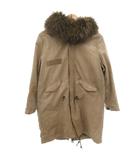 シシ sisii モッズコート フェイクファー ミリタリー カウレザー ひざ丈 XS ベージュ /FF ■GY19