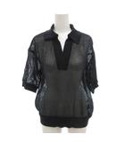 スローブ イエナ SLOBE IENA 25SS メッシュスキッパープルオーバー ポロシャツ 半袖 黒 ブラック /FF ■GY19