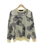 22AW CASH WOOL SWEDISH CAMO CREW ニット セーター 長袖 クルーネック 厚手 カモフラ柄 グレー ウール L 白 ホワイト /GV ■GY19