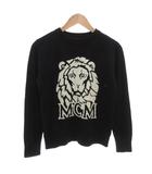 エムシーエム MCM セーター ニット ウール S 黒 ブラック 長袖 ライオン柄 ロゴ入り /FF ■GY19