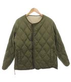ミリタリー リバーシブル クルーネック ダウンジャケット ブルゾン M 白 ホワイト 緑 グリーン キルティング TAION-R104BML-1 /FF