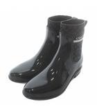 コーチ COACH リビングトン レイン ブーティ 長靴 サイドゴア シグネチャー ロゴ 8 25cm 黒 ブラック G5254 /XZ ■GY19