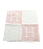 エルメス HERMES カレタオル アヴァロン タグ付き ハンドタオル ハンカチ ロゴ ピンク 白 ホワイト ■GY19 /MQ ■OH