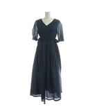 Sマックスマーラ 'S Max Mara ロングワンピース 五分袖 Vネック ギャザー フレア 紺 ネイビー ■GY19 /MQ