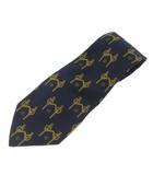 グッチ GUCCI オールドグッチ ネクタイ 絹 シルク ワイドタイ GG柄 総柄 紺 ネイビー ゴールド色 /XZ ■GY19