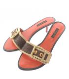 ルイヴィトン LOUIS VUITTON モノグラム ペルフォ ミュール サンダル レザー オープントゥ ヒール ベルト 35 22.5cm オレンジ 茶色 ブラウン /XZ ■GY19