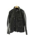 ハイベック HIBECK ライダースジャケット ラムレザー 1 黒 ブラック 長袖 シングル スタンドカラー エポレット RH-7033 /PP ■GY01