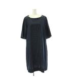 Sマックスマーラ 'S Max Mara ビジュー シャンブレー デニム ワンピース 44 インディゴ ネイビー 紺 ひざ丈 五分袖 /PP ■GY64