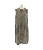 Sマックスマーラ 'S Max Mara ワンピース ノースリーブ ひざ丈 クルーネック 総柄 42 黒 ブラック 白 ホワイト 赤 レッド /XZ ■GY64