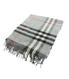 マフラー ストール カシミヤ ロゴ チェック柄 グレー ■GY42 /MQ