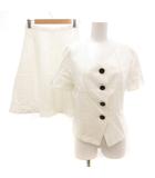 クリスチャンディオール Christian Dior セットアップ ノーカラージャケット フレアスカート 半袖 ひざ丈 9 白 ホワイト /JS ■GY42