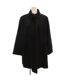 レリアン Leilian LORO PIANA ロロピアーナ地 コート カシミヤ ミンクファー襟 13 黒 ブラック スタンドカラー /JS ■GY42