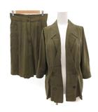 ジルサンダープラス JIL SANDER+ 西ドイツ製 80s 本人期 ヴィンテージ セットアップ ジャケット ショートパンツ 絹 シルク 38 カーキ 緑 グリーン /JS ■GY42