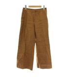 マックスマーラ MAX MARA 白タグ ワイドパンツ 麻 リネン 36 茶色 ブラウン /XZ ■GY42