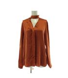 マックスマーラ MAX MARA 白タグ ブラウス シルク ボウタイ シャツ 36 茶 ブラウン 長袖 トップス /PP ■GY42