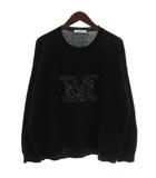 マックスマーラ MAX MARA Palato ニット セーター ウール カシミヤ混 長袖 クルーネック ロゴ ラインストーン L 黒 ブラック 2313660533 /XZ ■GY19