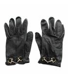 グッチ GUCCI 手袋 グローブ 5本指 レザー ホースビット ゴールド金具 黒 ブラック /XZ ■OH ■GY19